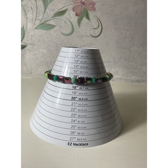 Colorful Beaded Necklace With Multi Color Iridescent Beads - Picture 2 of 4